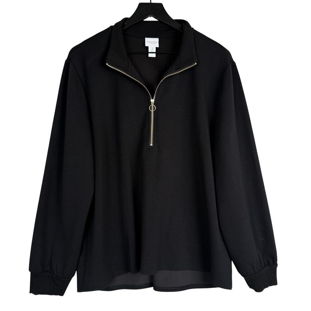 Weekends by Chico's 1/2 Zip Sweatshirt Sweater Black - 3 XL - Picture 1 of 8